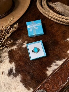 Sterling Silver Ring with Turquoise Oval Stone